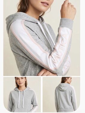Nautica Women's Grey Hoodie with Pink-Trim Sleeve Logo. Size L.